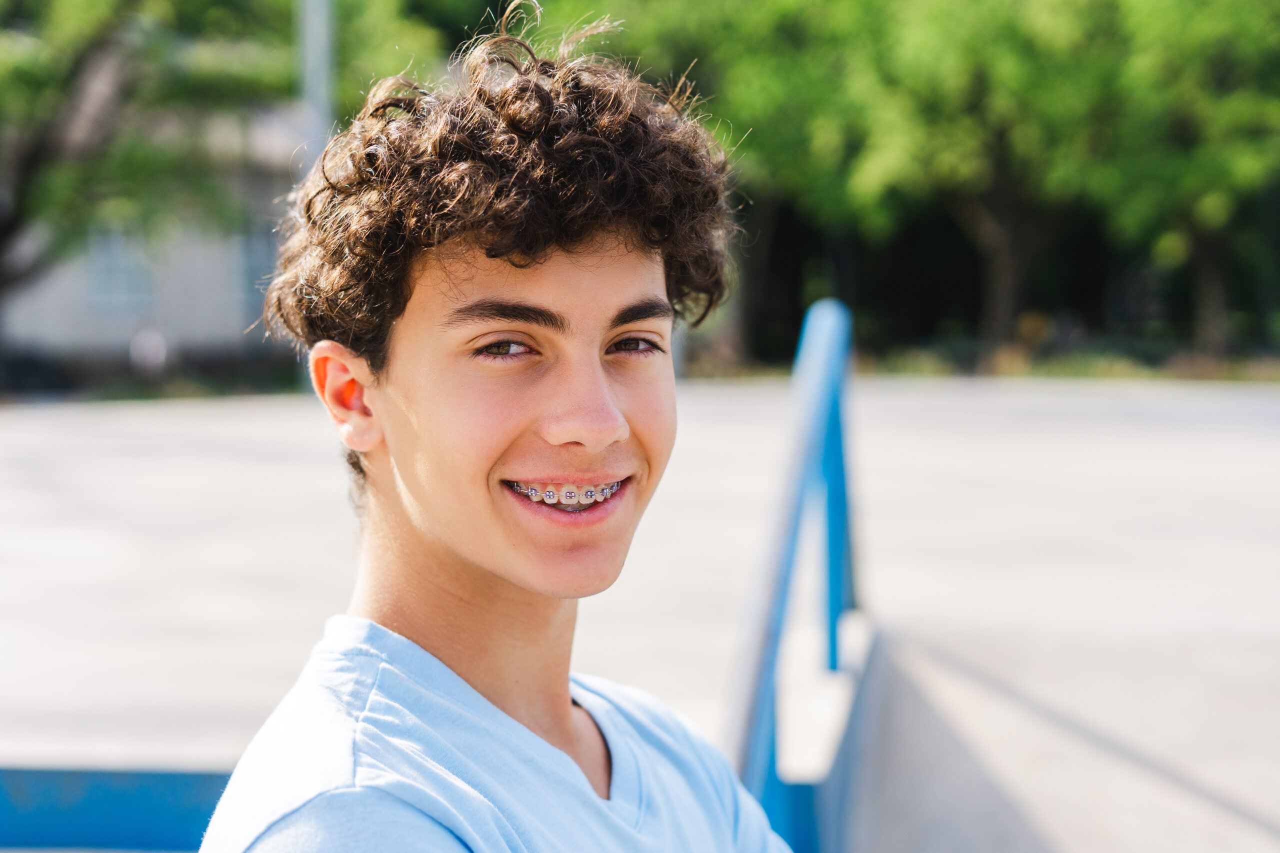 Teen boy with braces